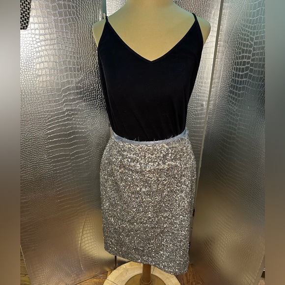 NWT Zadig & Voltaire Sz 34/XS Joan Silver Sequin Skirt Ret $548 - Picture 1 of 11